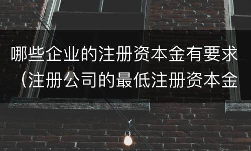 哪些企业的注册资本金有要求（注册公司的最低注册资本金要求是多少?）