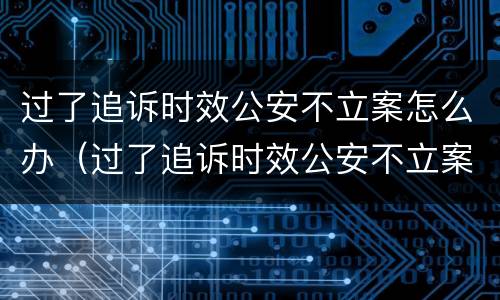 过了追诉时效公安不立案怎么办（过了追诉时效公安不立案怎么办呢）
