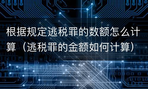 根据规定逃税罪的数额怎么计算（逃税罪的金额如何计算）