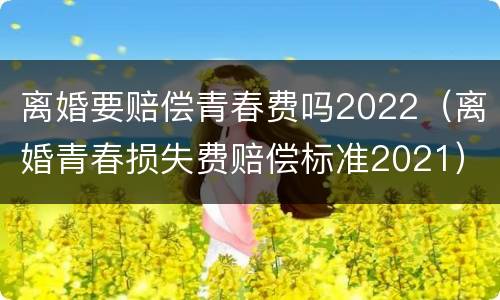 离婚要赔偿青春费吗2022（离婚青春损失费赔偿标准2021）