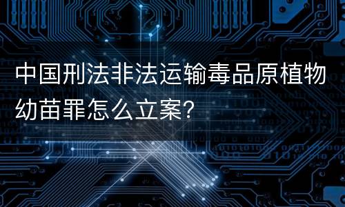 中国刑法非法运输毒品原植物幼苗罪怎么立案？