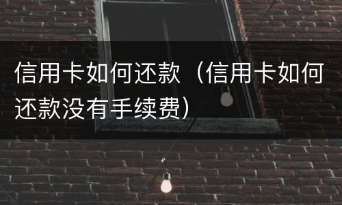 信用卡如何还款（信用卡如何还款没有手续费）