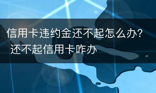 信用卡违约金还不起怎么办？ 还不起信用卡咋办
