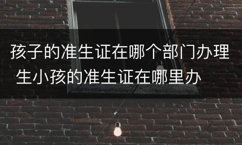 孩子的准生证在哪个部门办理 生小孩的准生证在哪里办