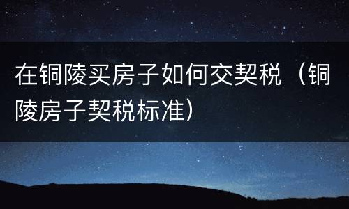 在铜陵买房子如何交契税（铜陵房子契税标准）