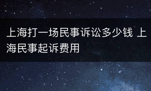 上海打一场民事诉讼多少钱 上海民事起诉费用
