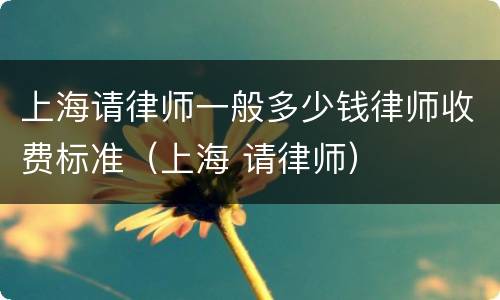 上海请律师一般多少钱律师收费标准（上海 请律师）