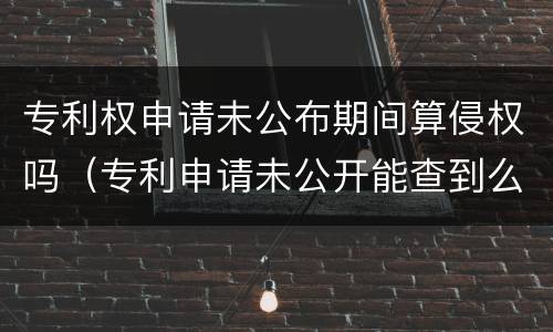 专利权申请未公布期间算侵权吗（专利申请未公开能查到么）