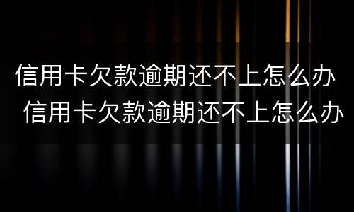 信用卡欠款逾期还不上怎么办 信用卡欠款逾期还不上怎么办