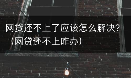 网贷还不上了应该怎么解决？（网贷还不上咋办）