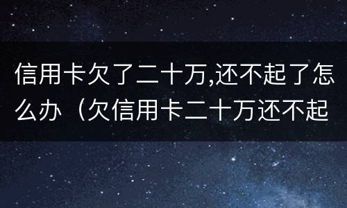 信用卡欠了二十万,还不起了怎么办（欠信用卡二十万还不起,可以慢慢还吗）