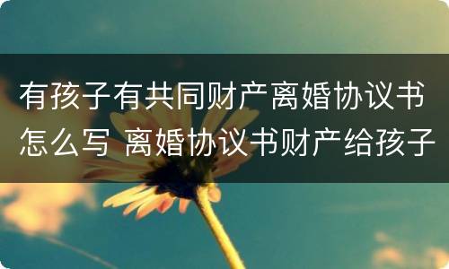 有孩子有共同财产离婚协议书怎么写 离婚协议书财产给孩子