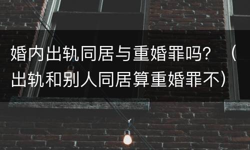 婚内出轨同居与重婚罪吗？（出轨和别人同居算重婚罪不）