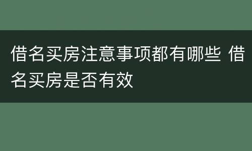 借名买房注意事项都有哪些 借名买房是否有效
