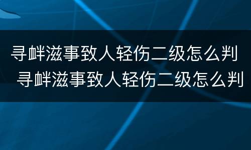 寻衅滋事致人轻伤二级怎么判 寻衅滋事致人轻伤二级怎么判的