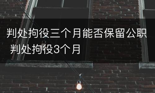 判处拘役三个月能否保留公职 判处拘役3个月