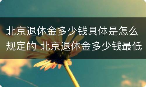 北京退休金多少钱具体是怎么规定的 北京退休金多少钱最低标准