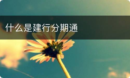 什么是建行分期通