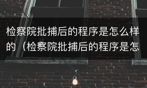 检察院批捕后的程序是怎么样的（检察院批捕后的程序是怎么样的啊）
