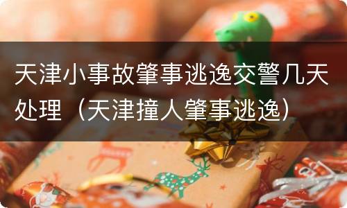 天津小事故肇事逃逸交警几天处理（天津撞人肇事逃逸）