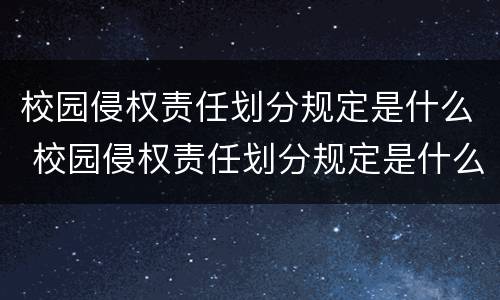 校园侵权责任划分规定是什么 校园侵权责任划分规定是什么时候实施