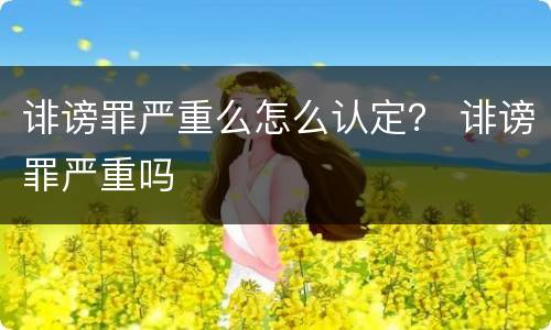诽谤罪严重么怎么认定？ 诽谤罪严重吗