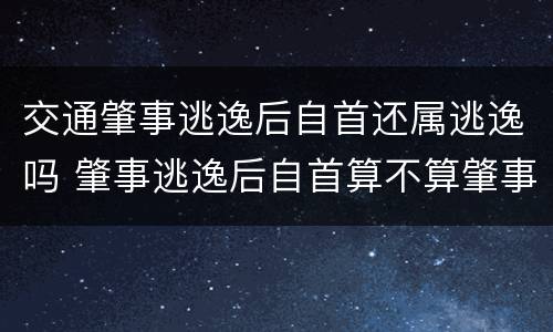 交通肇事逃逸后自首还属逃逸吗 肇事逃逸后自首算不算肇事逃逸