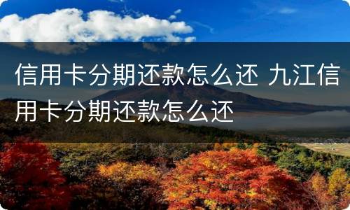 信用卡分期还款怎么还 九江信用卡分期还款怎么还