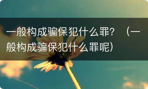 一般构成骗保犯什么罪？（一般构成骗保犯什么罪呢）