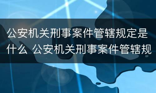公安机关刑事案件管辖规定是什么 公安机关刑事案件管辖规定是什么时候实施