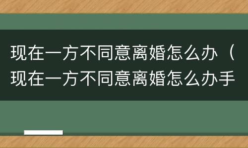 现在一方不同意离婚怎么办（现在一方不同意离婚怎么办手续）