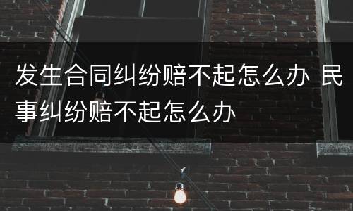 发生合同纠纷赔不起怎么办 民事纠纷赔不起怎么办
