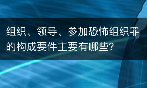 组织、领导、参加恐怖组织罪的构成要件主要有哪些？