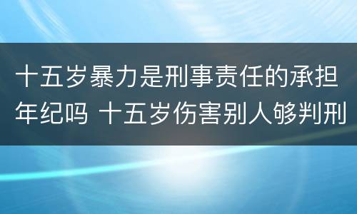 十五岁暴力是刑事责任的承担年纪吗 十五岁伤害别人够判刑吗
