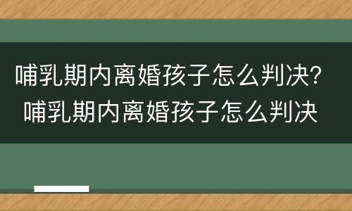 哺乳期内离婚孩子怎么判决？ 哺乳期内离婚孩子怎么判决