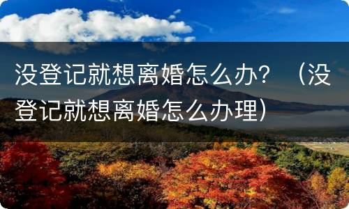 没登记就想离婚怎么办？（没登记就想离婚怎么办理）