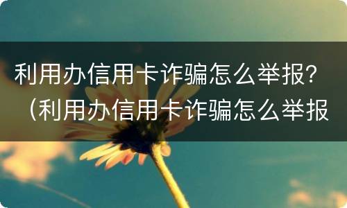 利用办信用卡诈骗怎么举报？（利用办信用卡诈骗怎么举报）