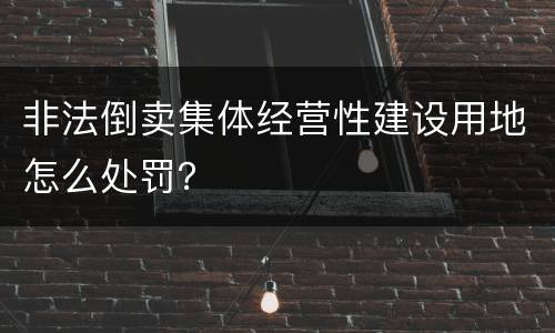 非法倒卖集体经营性建设用地怎么处罚？