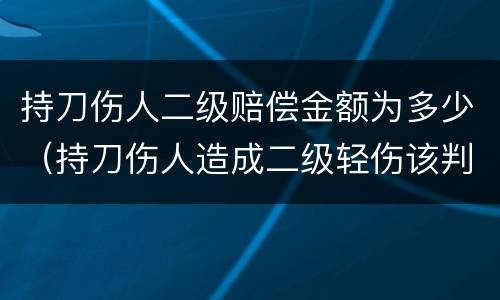 持刀伤人二级赔偿金额为多少（持刀伤人造成二级轻伤该判几年）