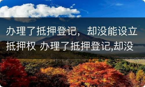 办理了抵押登记，却没能设立抵押权 办理了抵押登记,却没能设立抵押权