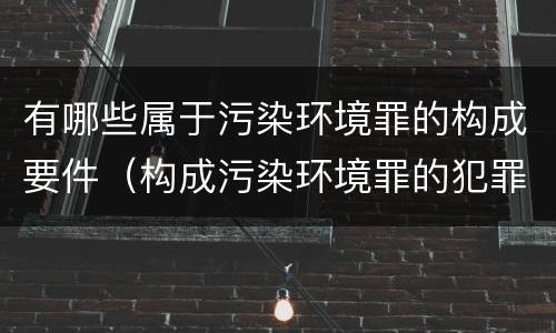 有哪些属于污染环境罪的构成要件（构成污染环境罪的犯罪行为）