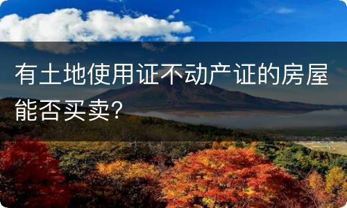 有土地使用证不动产证的房屋能否买卖？