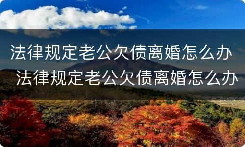 法律规定老公欠债离婚怎么办 法律规定老公欠债离婚怎么办呢
