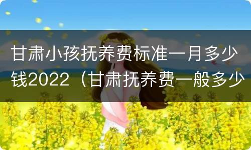 甘肃小孩抚养费标准一月多少钱2022（甘肃抚养费一般多少钱）