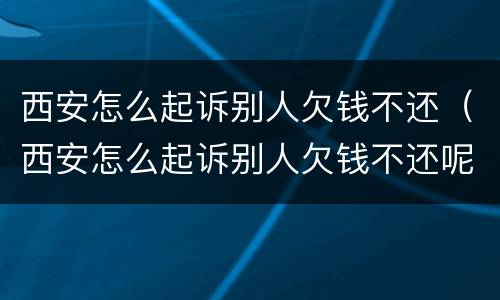 西安怎么起诉别人欠钱不还（西安怎么起诉别人欠钱不还呢）