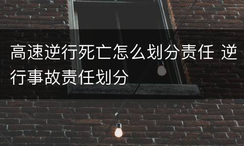 高速逆行死亡怎么划分责任 逆行事故责任划分