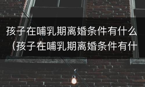 孩子在哺乳期离婚条件有什么（孩子在哺乳期离婚条件有什么影响）