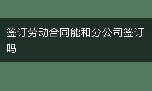 签订劳动合同能和分公司签订吗