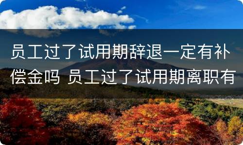 员工过了试用期辞退一定有补偿金吗 员工过了试用期离职有工资吗
