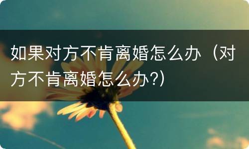 如果对方不肯离婚怎么办（对方不肯离婚怎么办?）